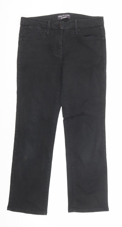 Womens UK Size 8 Marks and Spencer Regular Fit Straight Black Jeans