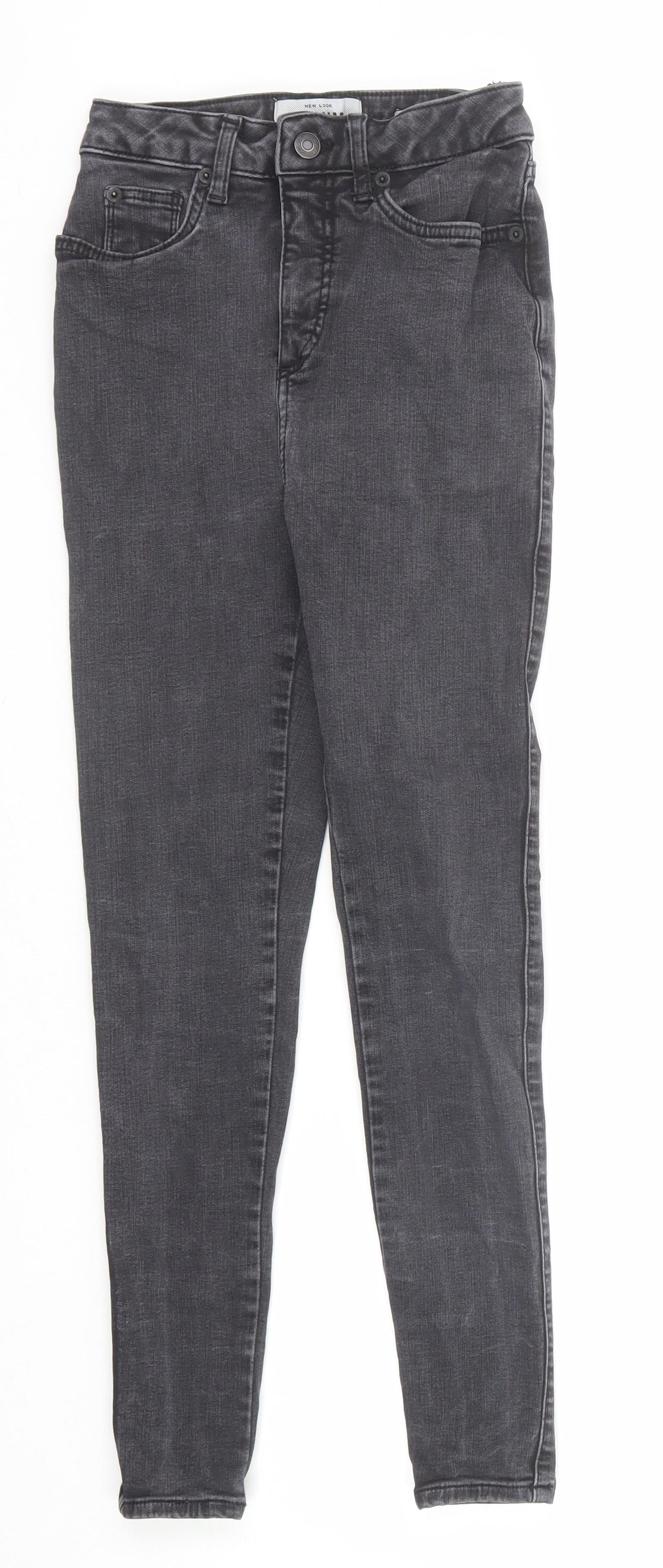 New Look Womens Black Cotton Skinny Jeans Size 6 Regular Zip - Waist 22 inches