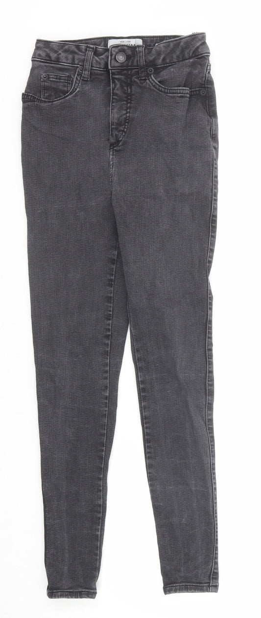 New Look Womens Black Cotton Skinny Jeans Size 6 Regular Zip - Waist 22 inches