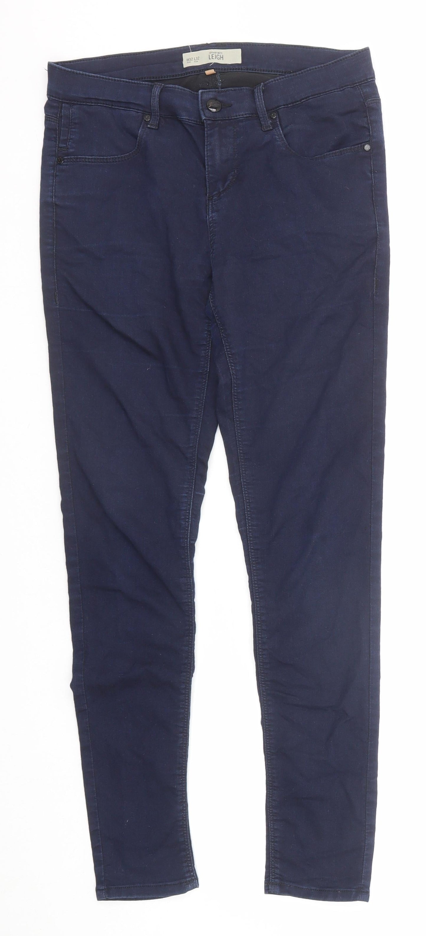 Topshop Womens Blue Cotton Skinny Jeans Size 32 in L32 in Regular Zip