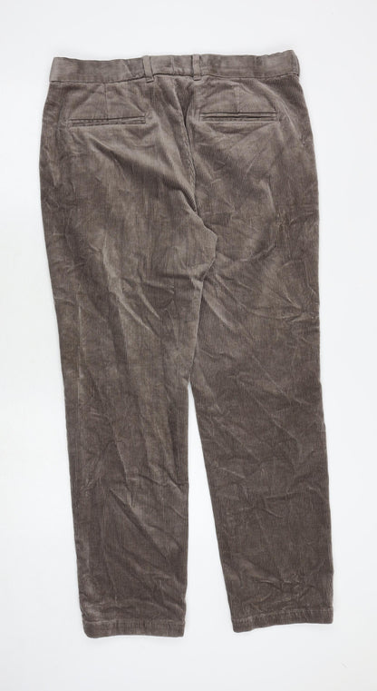 Marks and Spencer Mens Brown Cotton Trousers Size 34 in Regular Zip
