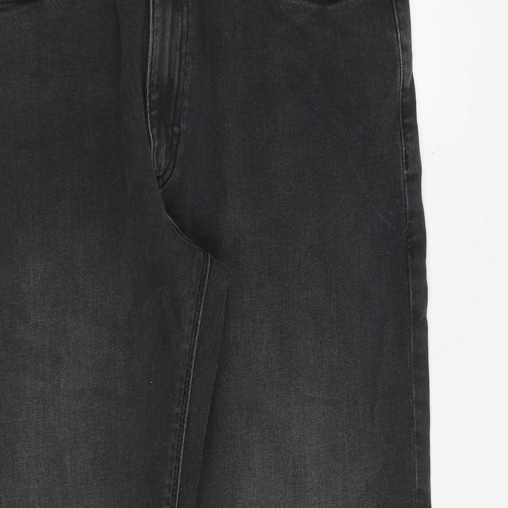 Marks and Spencer Mens Grey Cotton Straight Jeans Size 32 in Regular Zip