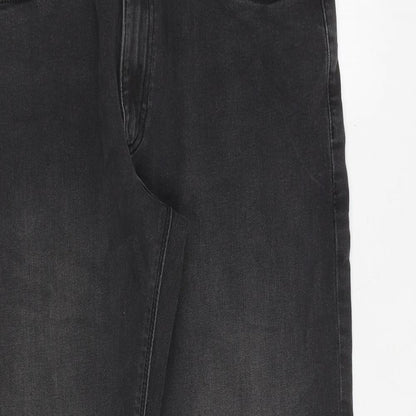 Marks and Spencer Mens Grey Cotton Straight Jeans Size 32 in Regular Zip