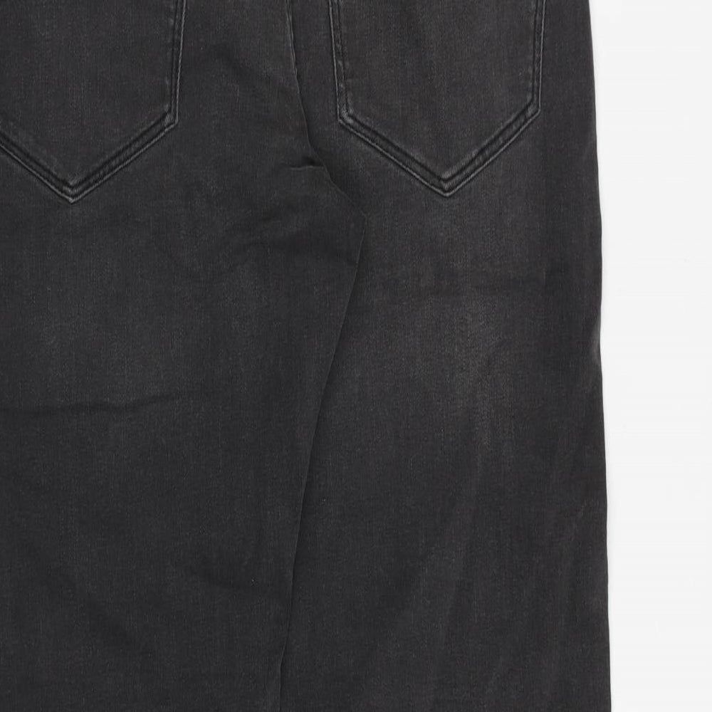 Marks and Spencer Mens Grey Cotton Straight Jeans Size 32 in Regular Zip
