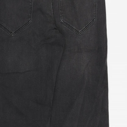 Marks and Spencer Mens Grey Cotton Straight Jeans Size 32 in Regular Zip