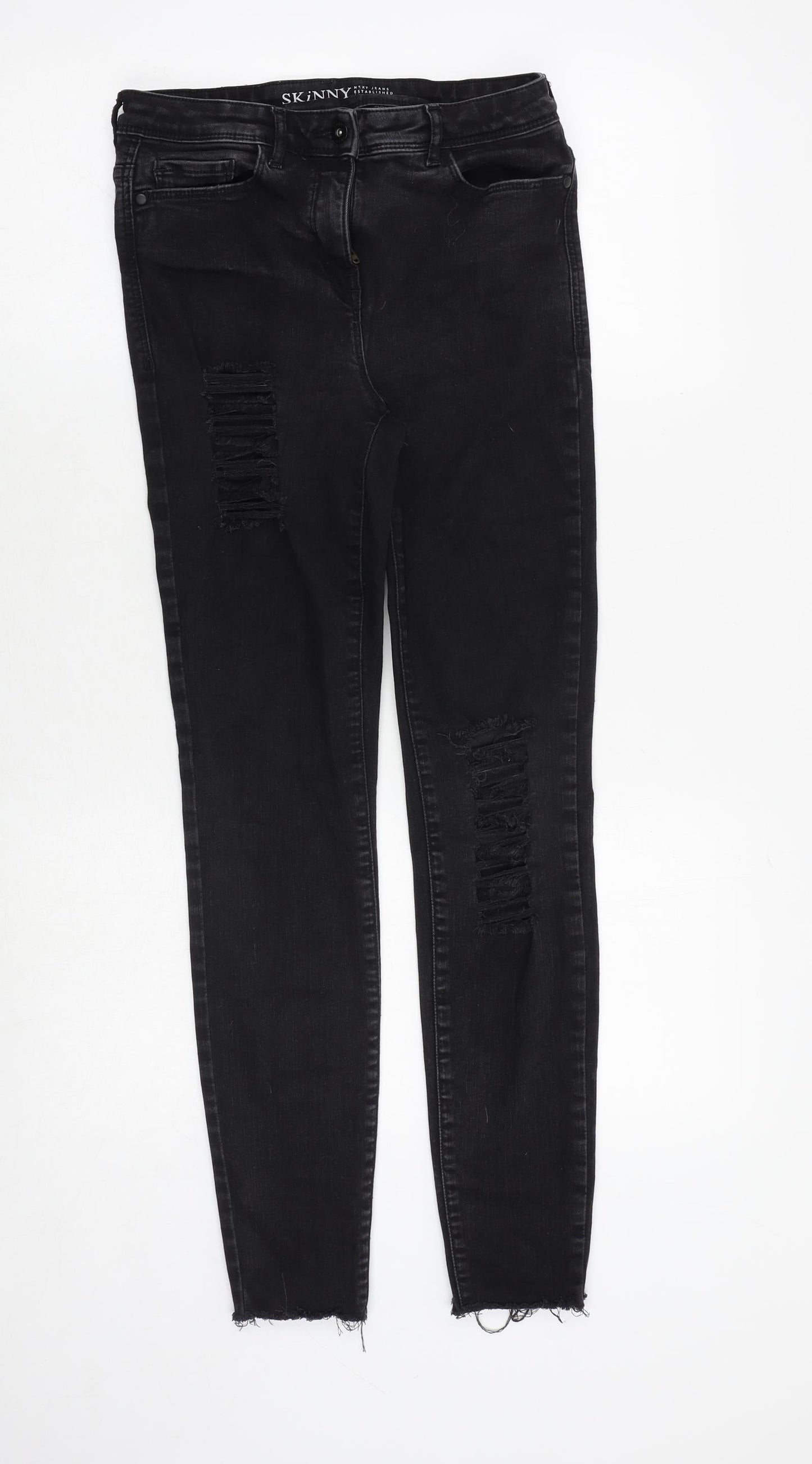 NEXT Womens Black Cotton Skinny Jeans Size 8 Regular Zip