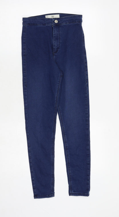 Topshop Womens Blue Cotton Skinny Jeans Size 28 in Regular Zip