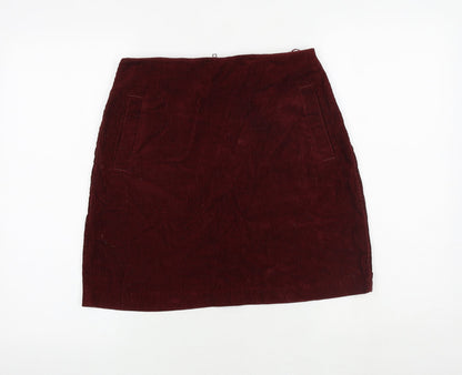 New Look Womens Red Cotton Bandage Skirt Size 8 Zip