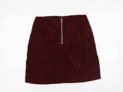 New Look Womens Red Cotton Bandage Skirt Size 8 Zip