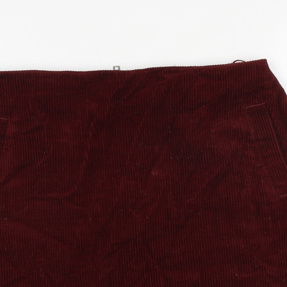 New Look Womens Red Cotton Bandage Skirt Size 8 Zip