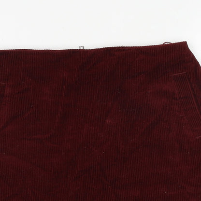 New Look Womens Red Cotton Bandage Skirt Size 8 Zip