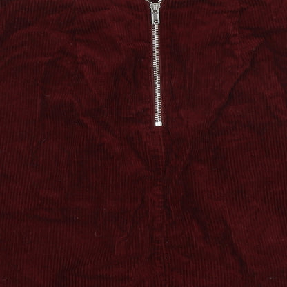 New Look Womens Red Cotton Bandage Skirt Size 8 Zip