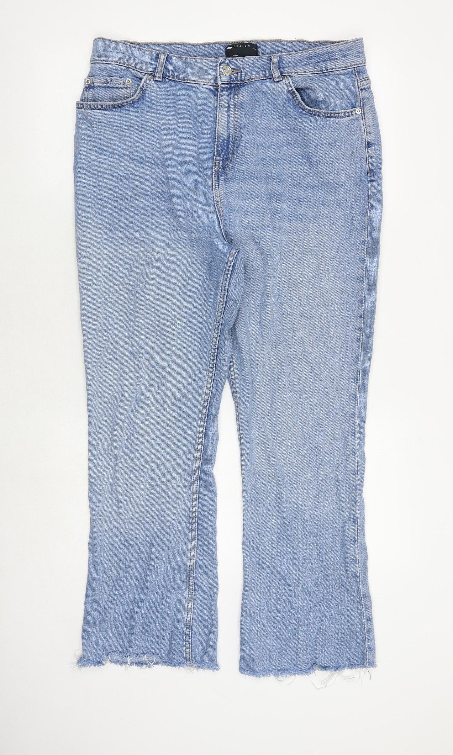 ASOS Womens Blue Cotton Bootcut Jeans Size 34 in Regular Zip - Distressed Hems