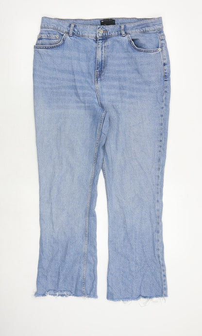 ASOS Womens Blue Cotton Bootcut Jeans Size 34 in Regular Zip - Distressed Hems