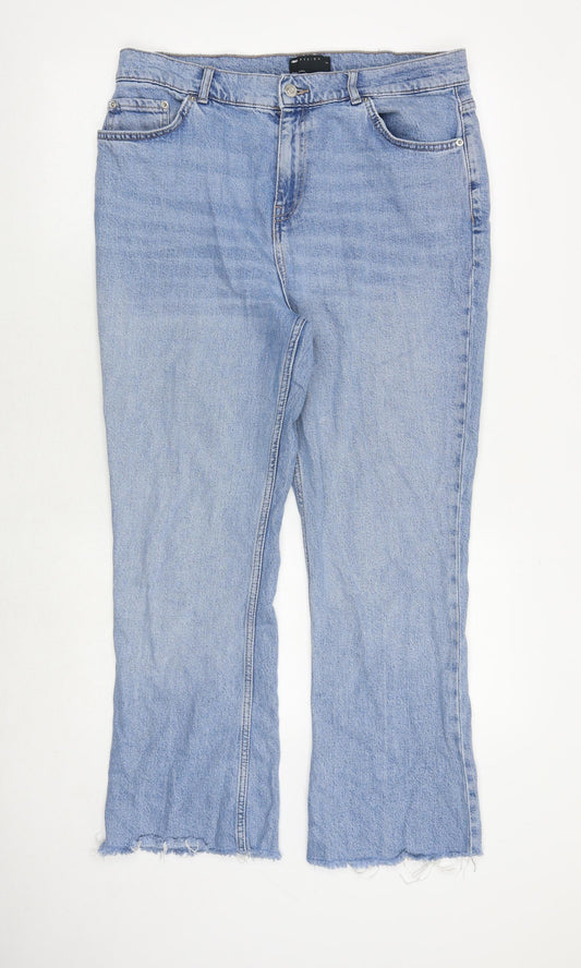 ASOS Womens Blue Cotton Bootcut Jeans Size 34 in Regular Zip - Distressed Hems