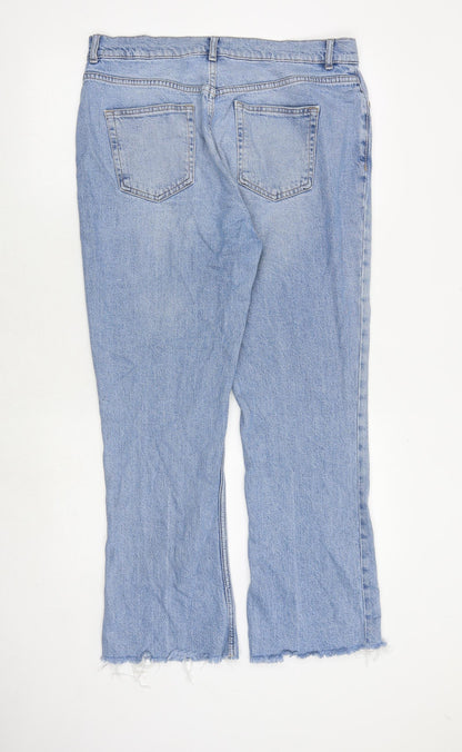 ASOS Womens Blue Cotton Bootcut Jeans Size 34 in Regular Zip - Distressed Hems