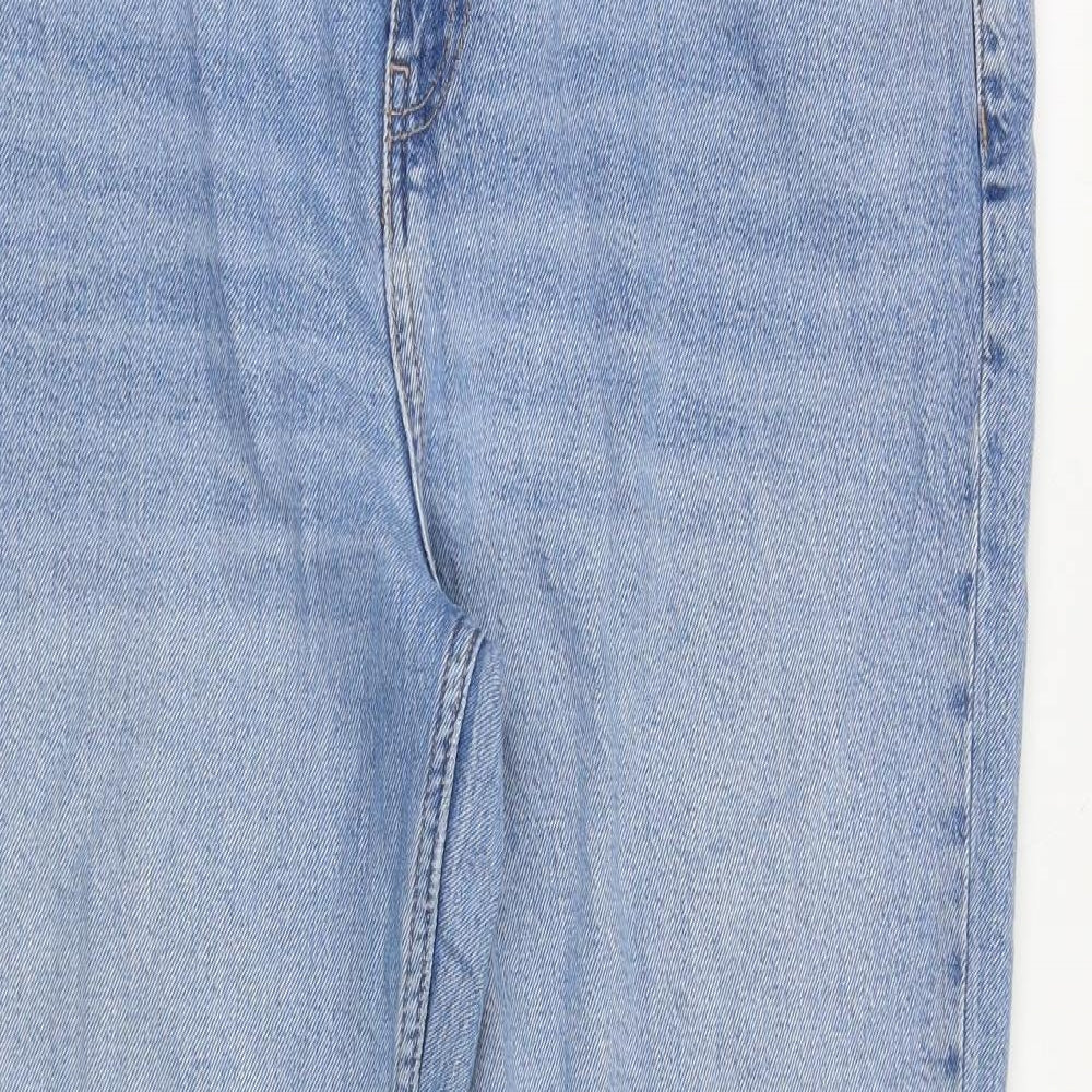 ASOS Womens Blue Cotton Bootcut Jeans Size 34 in Regular Zip - Distressed Hems