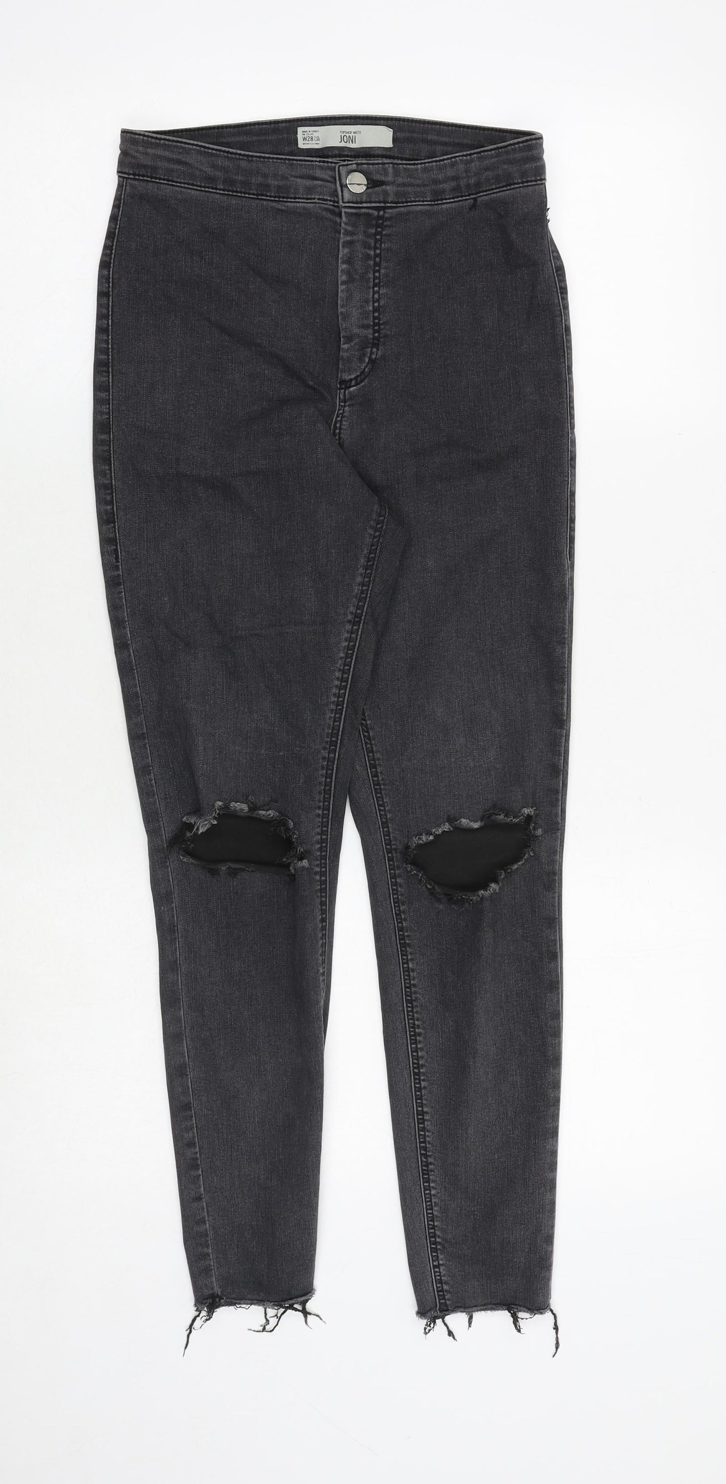 Topshop Womens Grey Cotton Skinny Jeans Size 28 in Regular Zip