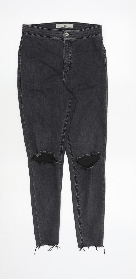 Topshop Womens Grey Cotton Skinny Jeans Size 28 in Regular Zip