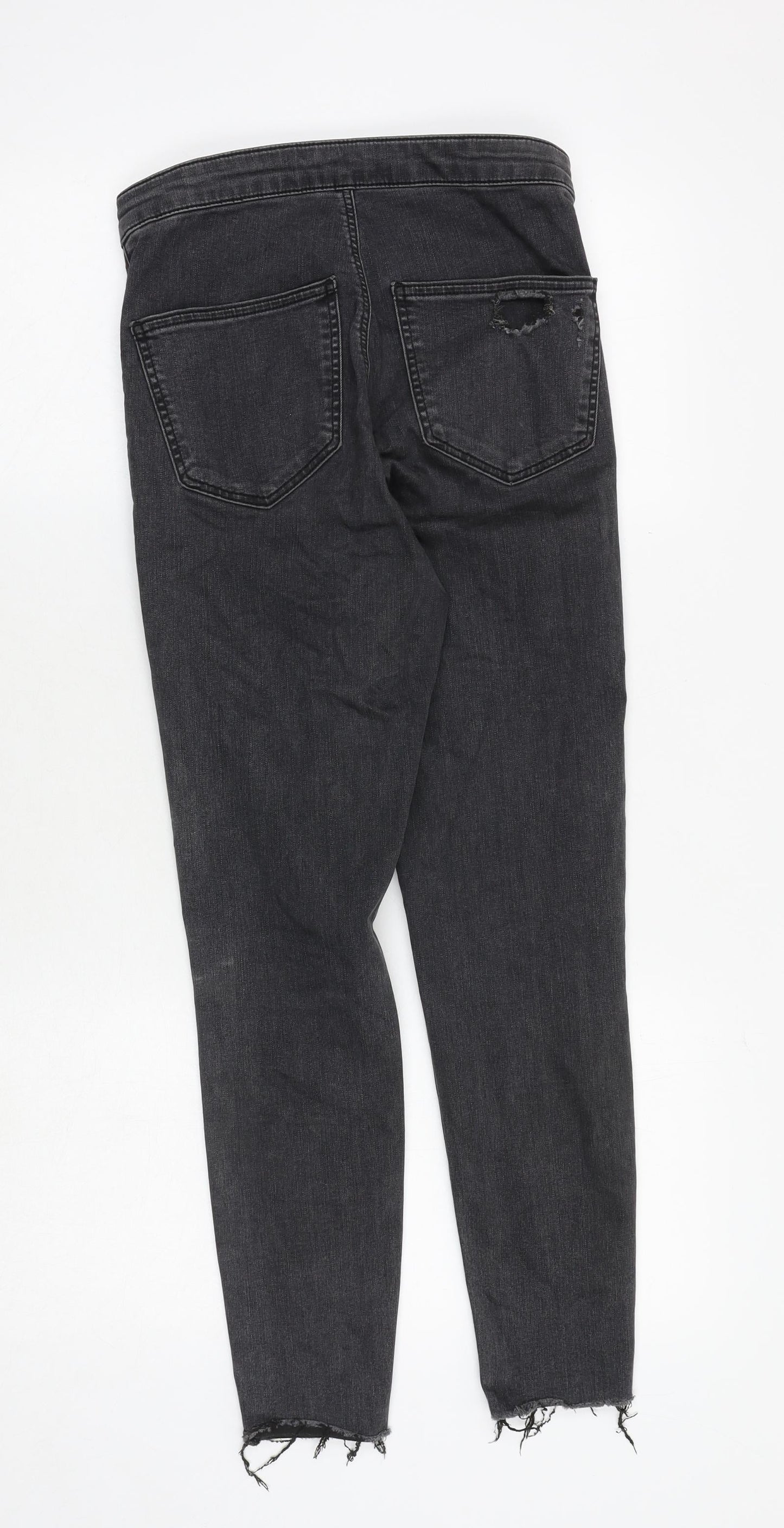 Topshop Womens Grey Cotton Skinny Jeans Size 28 in Regular Zip