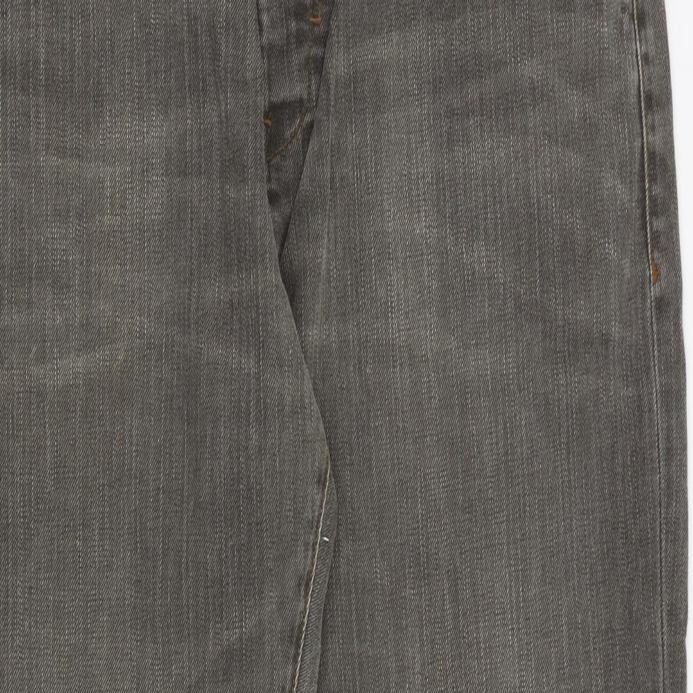 Debenhams Mens Grey Cotton Straight Jeans Size 38 in Regular Button