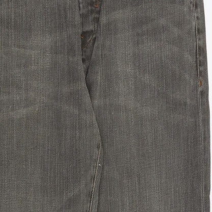 Debenhams Mens Grey Cotton Straight Jeans Size 38 in Regular Button
