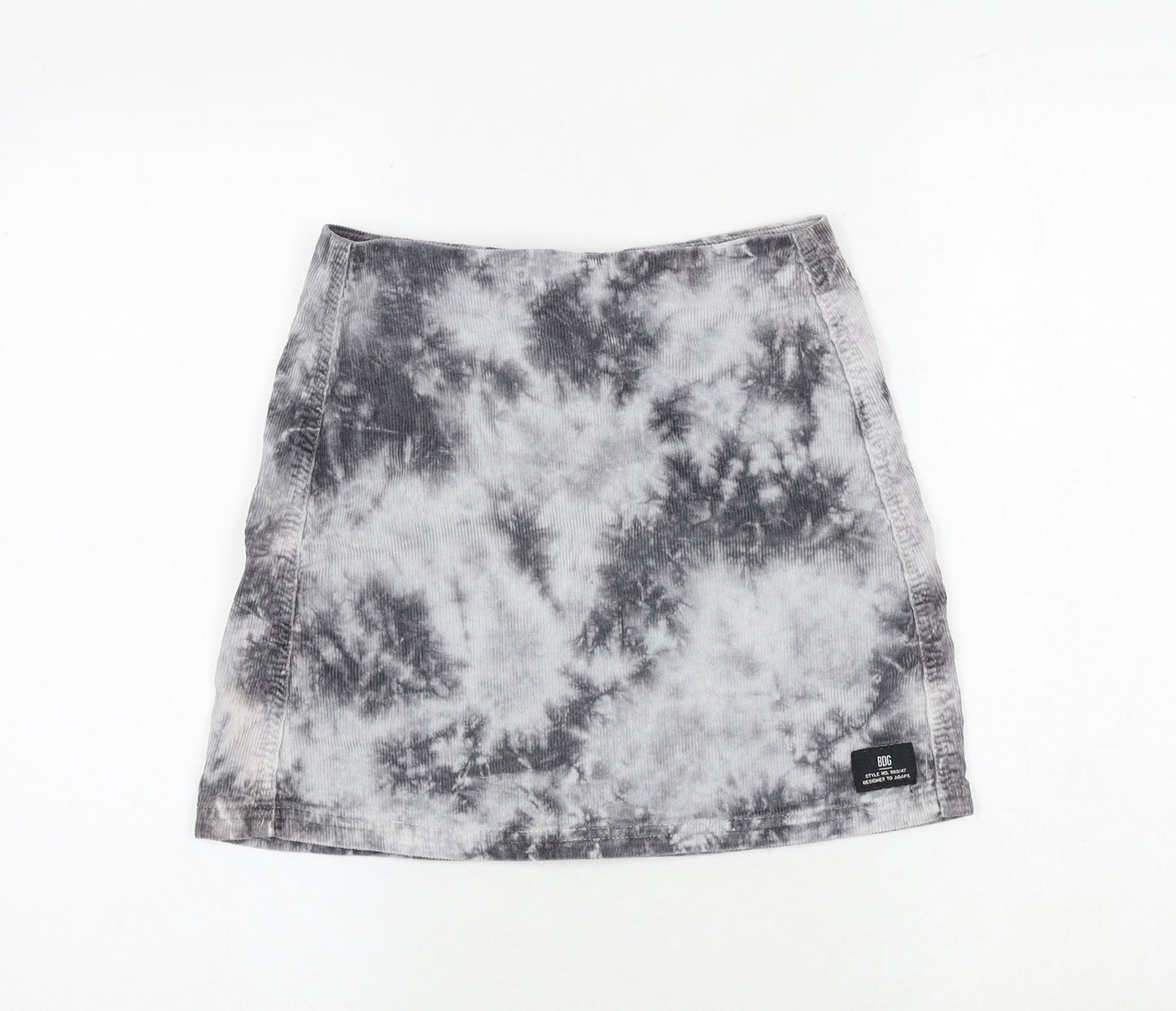 BDG Womens Grey Geometric Cotton A-Line Skirt Size XS Zip - Tie Dye Pattern