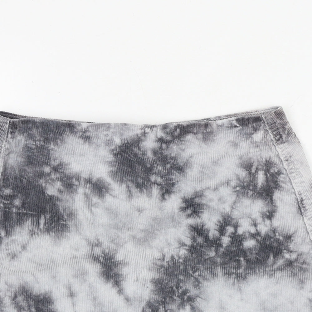 BDG Womens Grey Geometric Cotton A-Line Skirt Size XS Zip - Tie Dye Pattern