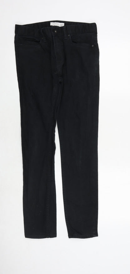 Mens UK Size 30 in Topman Regular Fit Straight Black Jeans