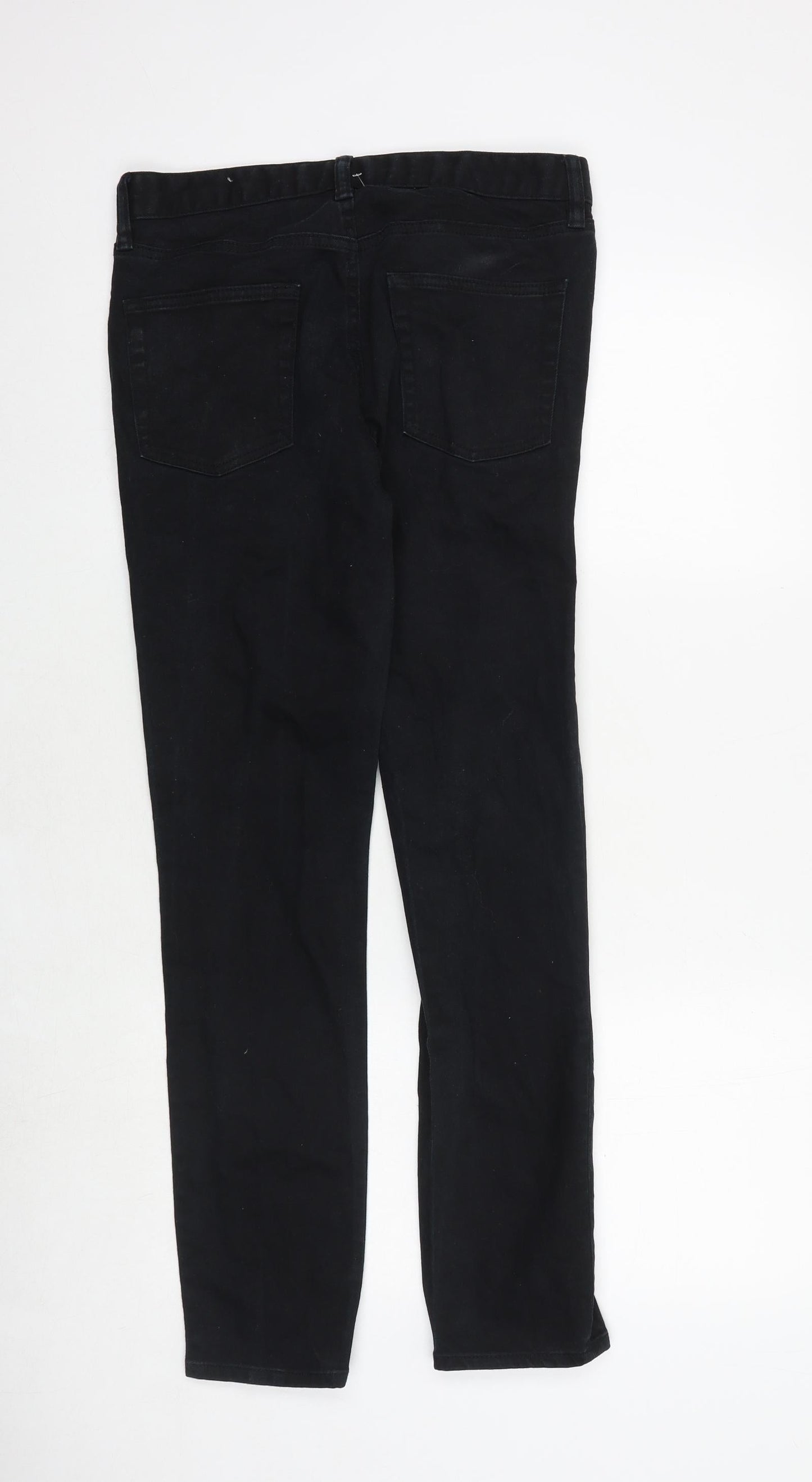 Mens UK Size 30 in Topman Regular Fit Straight Black Jeans
