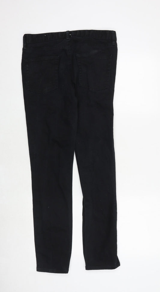 Mens UK Size 30 in Topman Regular Fit Straight Black Jeans