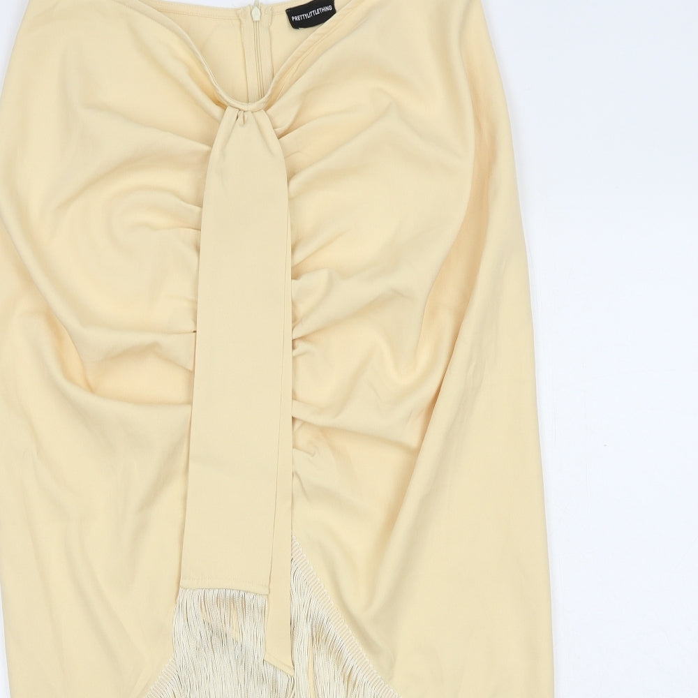 PRETTYLITTLETHING Womens Ivory Polyester A-Line Skirt Size 34 in Zip