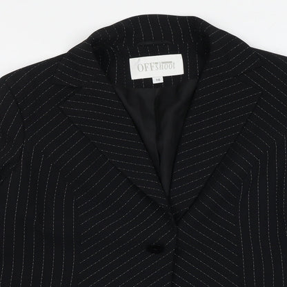 Offshoot Womens Black Striped Polyester Jacket Blazer Size 16
