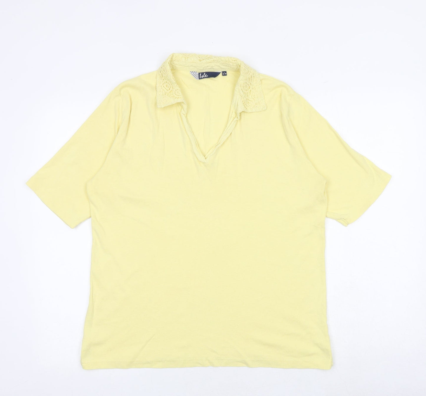 EWM Womens Yellow Polyester Basic Polo Size L Collared - Size 18-20