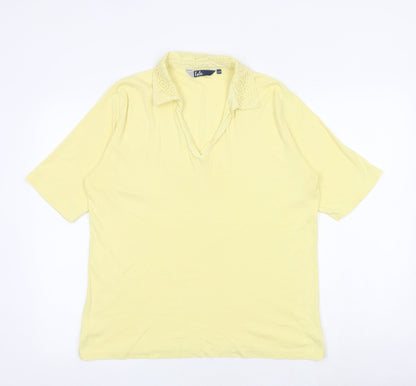 EWM Womens Yellow Polyester Basic Polo Size L Collared - Size 18-20