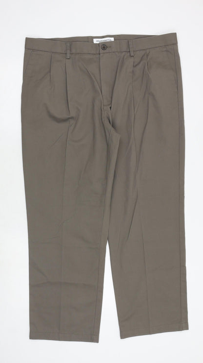 Amazon Mens Grey Cotton Dress Pants Trousers Size 40 in Extra-Slim Zip
