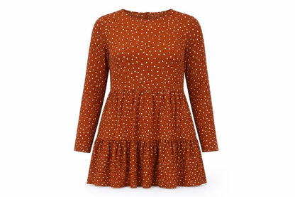 ASOS Womens Brown Polka Dot Polyester Skater Dress Size 8 Round Neck Button
