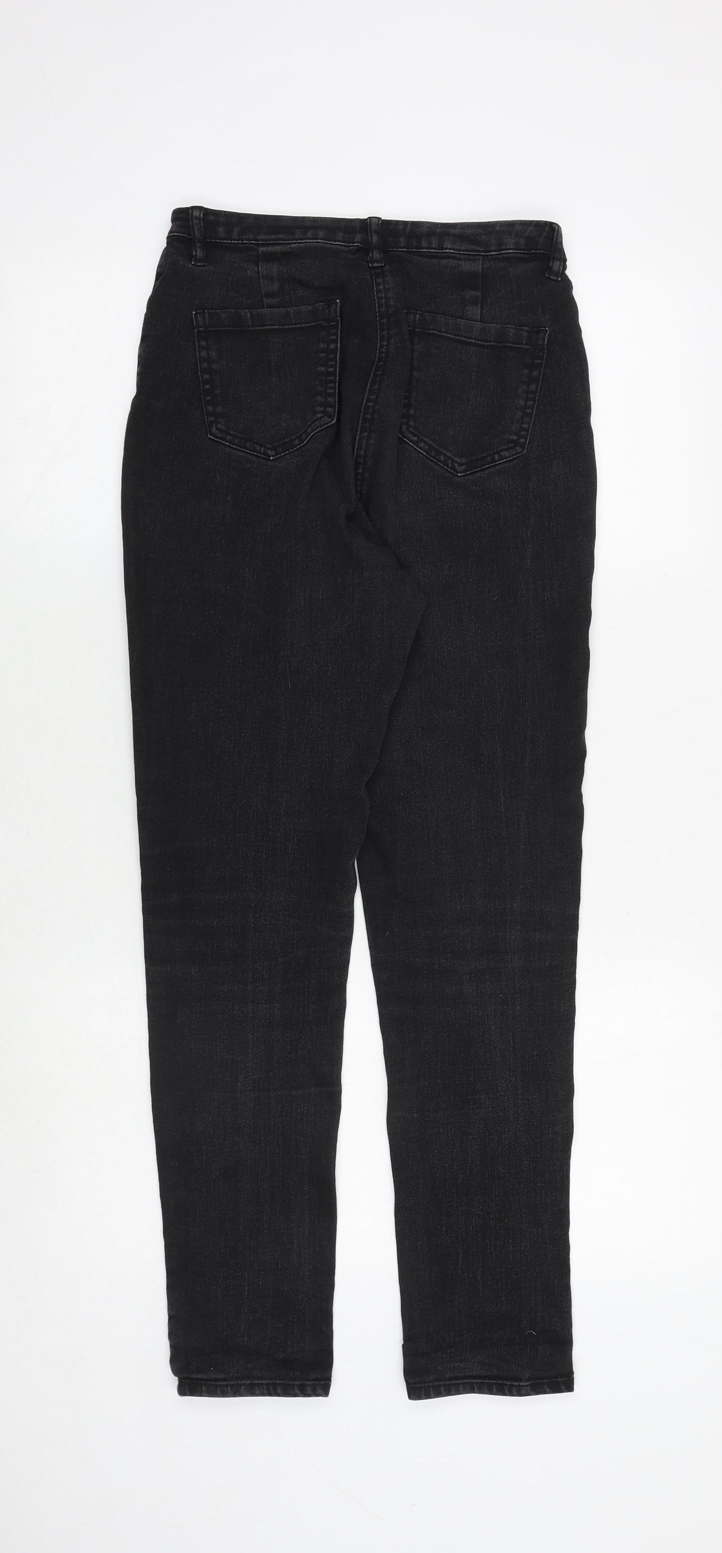 G21 Womens Black Herringbone Cotton Skinny Jeans Size 12 Regular Zip