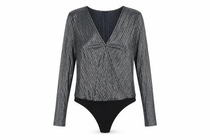 Womens UK Size 10 River Island One-Piece Silver Bodysuit