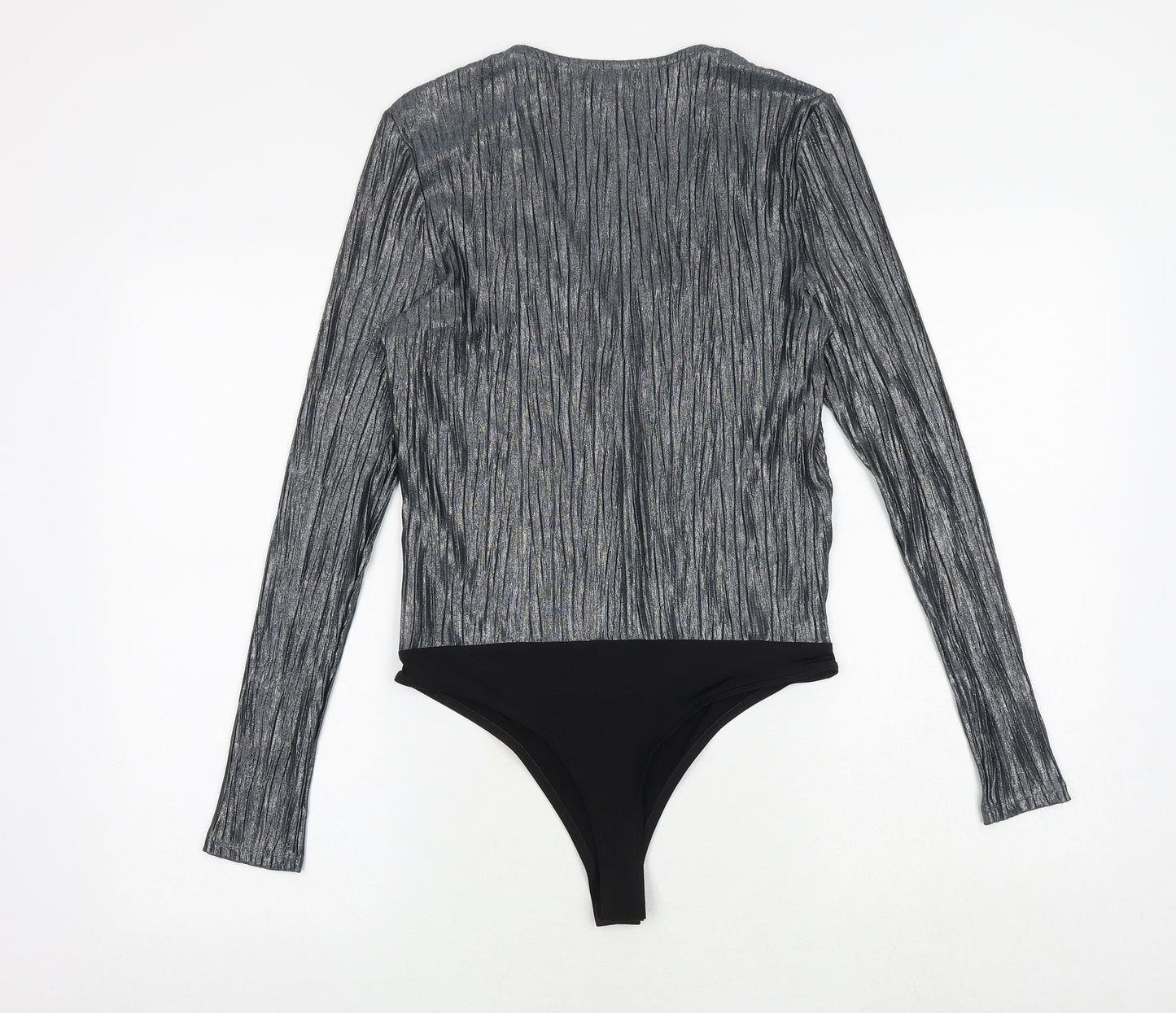 River Island Womens Silver Polyester Bodysuit One-Piece Size 10 Snap - Wrap Style