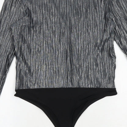 River Island Womens Silver Polyester Bodysuit One-Piece Size 10 Snap - Wrap Style