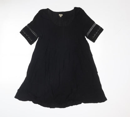 Ecote Womens Black Viscose Trapeze & Swing Size S Round Neck Pullover
