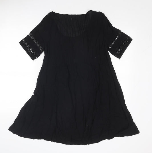 Ecote Womens Black Viscose Trapeze & Swing Size S Round Neck Pullover