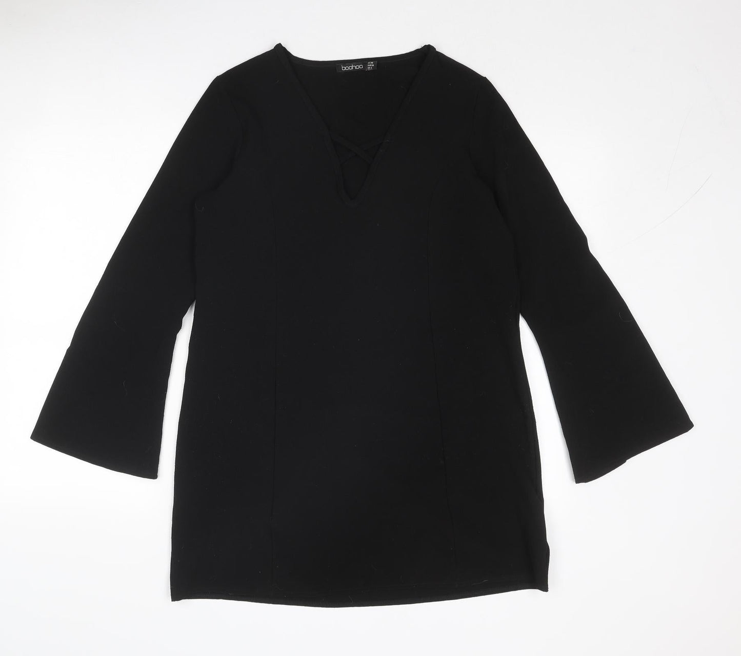 Boohoo Womens Black Polyester A-Line Size 10 Sweetheart Pullover