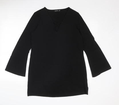 Boohoo Womens Black Polyester A-Line Size 10 Sweetheart Pullover