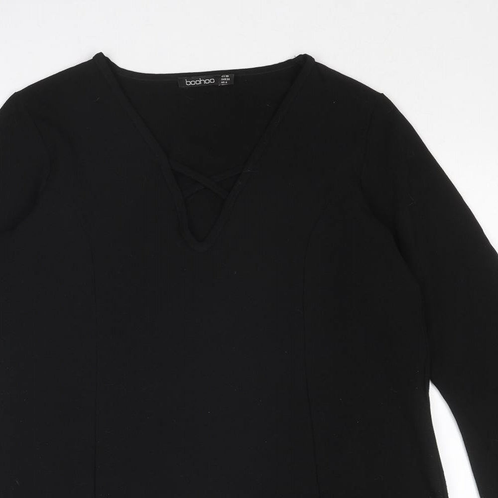 Boohoo Womens Black Polyester A-Line Size 10 Sweetheart Pullover