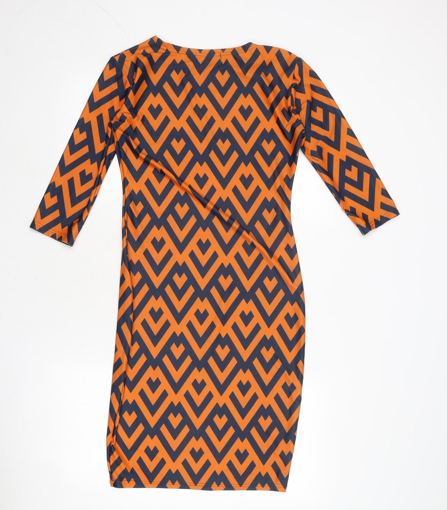 Ottilie Pop Womens Orange Geometric Polyester A-Line Size 10 Round Neck Pullover