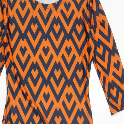 Ottilie Pop Womens Orange Geometric Polyester A-Line Size 10 Round Neck Pullover