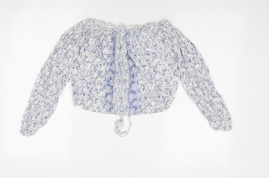 Womens UK Size XS Hollister Blue Cropped Blouse