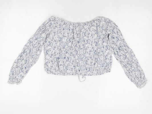 Womens UK Size XS Hollister Blue Cropped Blouse